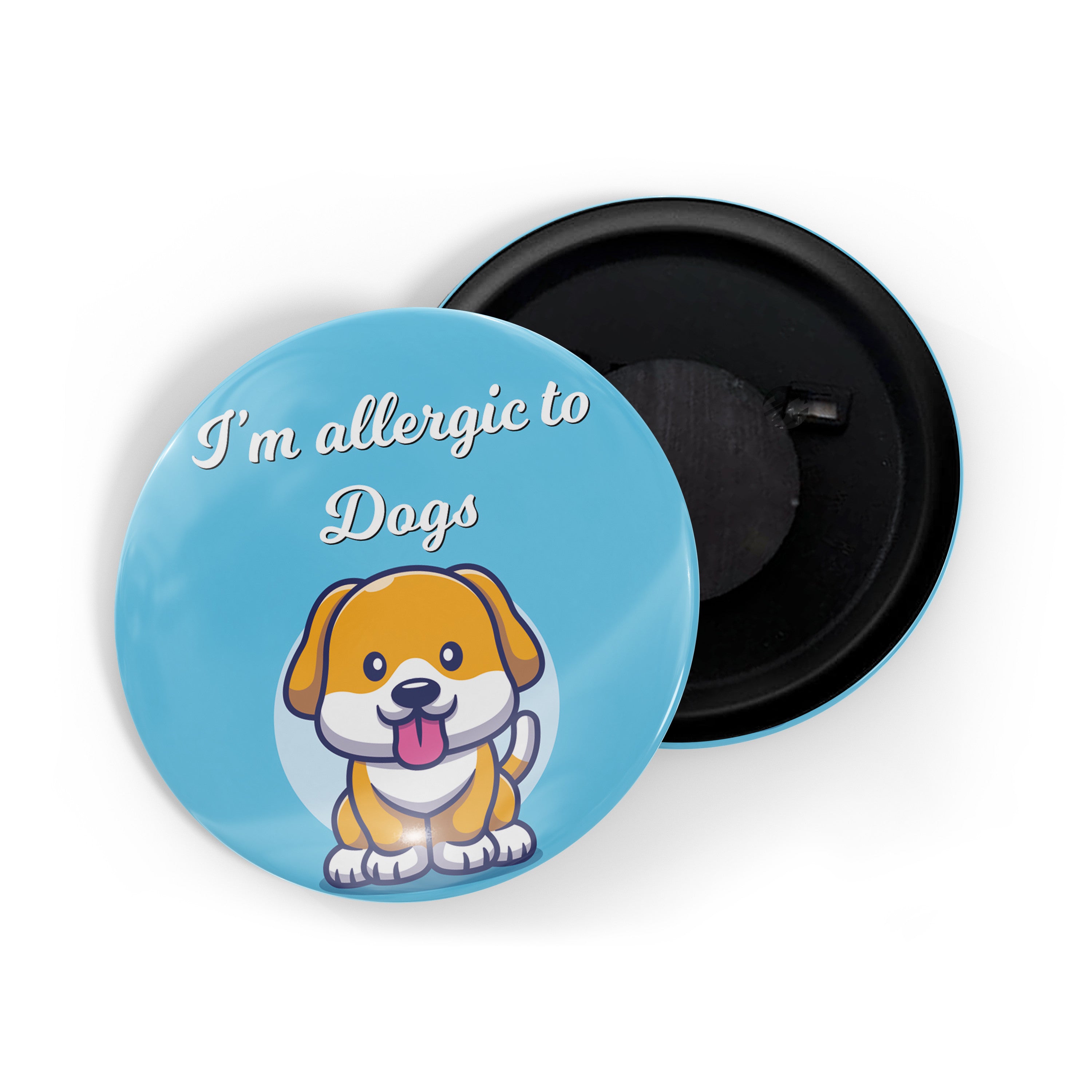 dhcrafts Fridge Magnet Blue I'm Allergic To Dogs Glossy Finish Design Pack of 1 (58mm)